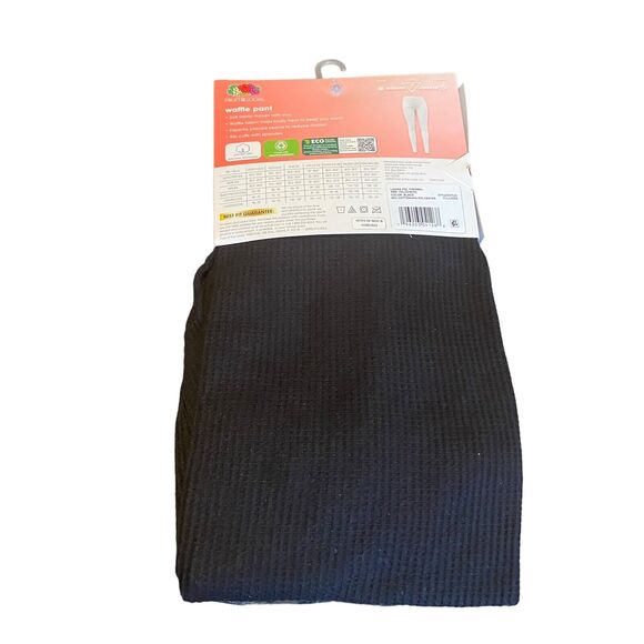 Fruit Of The Loom Women Waffle Knit Thermal Long‎ John Pants Black Small 4-6 NEW - Picture 4 of 5